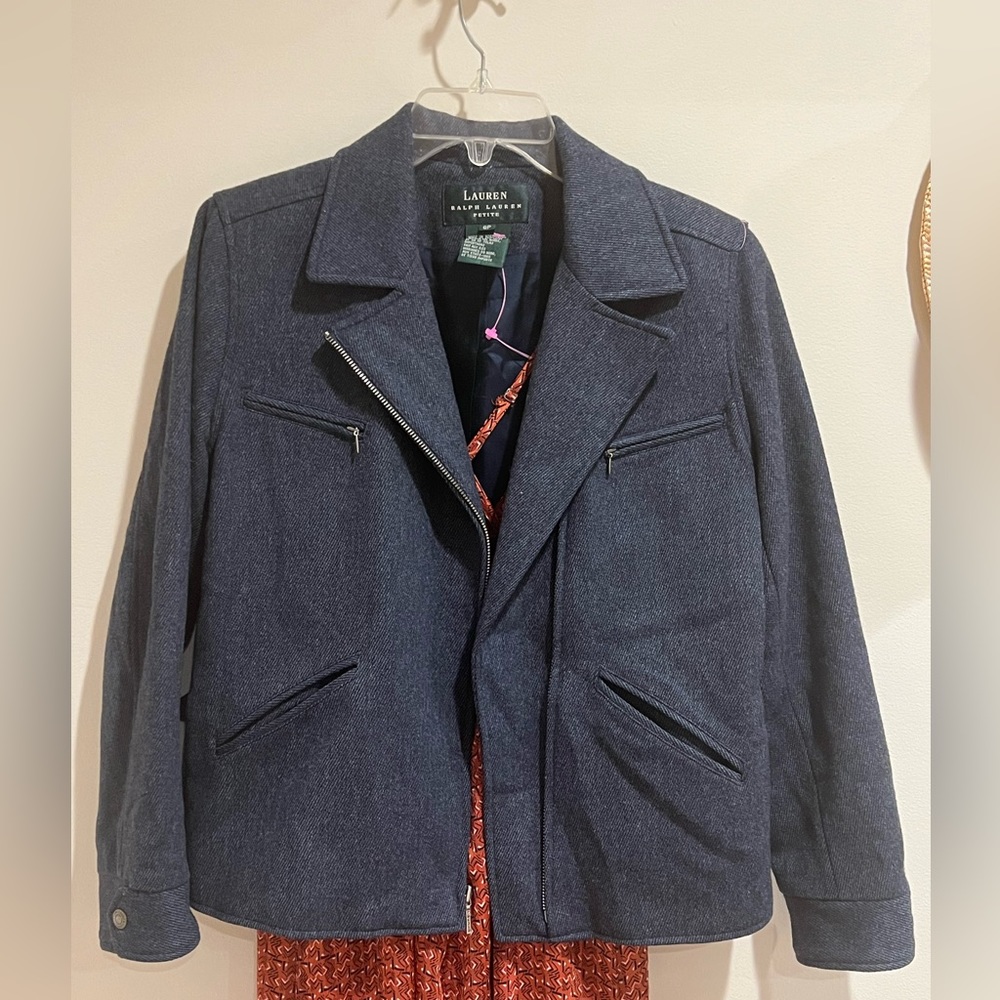 Lauren Ralph Lauren 100% Lambswool jacket, 8 P, Navy